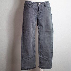 CAbi Pinstripe Conductor Cropped Stretch Jeans Size 4